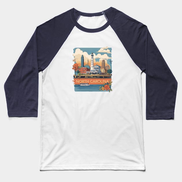 North Carolina Vintage Design Baseball T-Shirt by huefinder